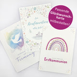 Glückwunschakrte zur Konfirmation, Erstkommunion, Kommunion, Fischmotiv, Taube, Fisch, bunt, Geschenk Erstkommunion für Mädchen, pink, rosa, Taufgeschenk, Taufkarte, Taufe