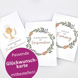 Glückwunschkarte Konfirmation Firmung Junge bub Jugendlicher Mädchen Erstkommunion Krank Pflanze Geschenk Glückwunschkarte neutrale Farben eschlechtsneutral grün orange beige