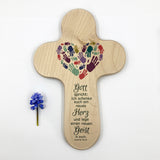 Taufgeschenke, Kinderkreuz, Geschenk für Taufe, Kreuz mit Spruch, Bild Hände Herz, Kinder, Holzkreuz für Kinder, Kreuz, Taufkreuz, Wandkreuz, Junge, Mädchen