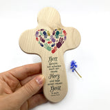 Taufgeschenke, Kinderkreuz, Geschenk für Taufe, Kreuz mit Spruch, Bild Hände Herz, Kinder, Holzkreuz für Kinder, Kreuz, Taufkreuz, Wandkreuz, Junge, Mädchen