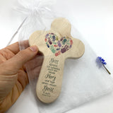Taufgeschenke, Kinderkreuz, Geschenk für Taufe, Kreuz mit Spruch, Bild Hände Herz, Kinder, Holzkreuz für Kinder, Kreuz, Taufkreuz, Wandkreuz, Junge, Mädchen
