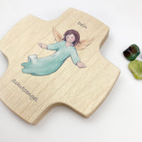 Taufgeschenk für Junge Bub Kinderkreuz Geschenk Taufe Kreuz Engel Engelsmotiv Holzkreuz für Kinder Taufkreuz Wandkreuz Schutzengel 9 cm klein Geschenk Geburt neutral blau grün