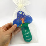 Taufgeschenk Kreuz Holzkreuz schönes Motiv blau grün Kind Sterne Mond Geschenk zur Taufe für Mädchen Jungen christliches katholisches Taufgeschenk Geschenk zur Geburt Kinderkreuz Wandkreuz 16 cm bunt Spruch du machst mich stark