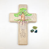 Taufgeschenke Kinderkreuz Geschenk für Taufe Kreuz Bild Holzkreuz für Kinder Kreuz Taufkreuz Wandkreuz Jungen Junge Bub Geschenk Taufe Junge 9 cm klein Geschenk Geburt neutral grün Mädchen Baum Wurzeln Lebensbaum Spruch Kinderkreuz geschlechtsneutral