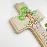 Taufgeschenke Kinderkreuz Geschenk für Taufe Kreuz Bild Holzkreuz für Kinder Kreuz Taufkreuz Wandkreuz Jungen Junge Bub Geschenk Taufe Junge 9 cm klein Geschenk Geburt neutral grün Mädchen Baum Wurzeln Lebensbaum Spruch Kinderkreuz geschlechtsneutral
