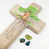 Taufgeschenke Kinderkreuz Geschenk für Taufe Kreuz Bild Holzkreuz für Kinder Kreuz Taufkreuz Wandkreuz Jungen Junge Bub Geschenk Taufe Junge 9 cm klein Geschenk Geburt neutral grün Mädchen Baum Wurzeln Lebensbaum Spruch Kinderkreuz geschlechtsneutral