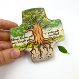 Taufgeschenke Kinderkreuz Geschenk für Taufe Kreuz Bild Holzkreuz für Kinder Kreuz Taufkreuz Wandkreuz Jungen Junge Bub Geschenk Taufe Junge 9 cm klein Geschenk Geburt neutral grün Mädchen Baum Wurzeln Lebensbaum Spruch Kinderkreuz geschlechtsneutral