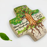 Taufgeschenke Kinderkreuz Geschenk für Taufe Kreuz Bild Holzkreuz für Kinder Kreuz Taufkreuz Wandkreuz Jungen Junge Bub Geschenk Taufe Junge 9 cm klein Geschenk Geburt neutral grün Mädchen Baum Wurzeln Lebensbaum Spruch Kinderkreuz geschlechtsneutral