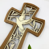 Geschenk Hauseinzug Hausbau Geschenk Holzkreuz Wandkreuz schönes Motiv Taube Frieden Friedenskreuz Friedenstaube Taufkreuz, Kreuz Kommunionskreuz Geschenk zur Kommunion Erstkommunion Firmung Taufgeschenk Geschenk zur Taufe