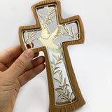 Geschenk Hauseinzug Hausbau Geschenk Holzkreuz Wandkreuz schönes Motiv Taube Frieden Friedenskreuz Friedenstaube Taufkreuz, Kreuz Kommunionskreuz Geschenk zur Kommunion Erstkommunion Firmung Taufgeschenk Geschenk zur Taufe