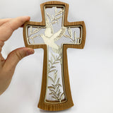 Geschenk Hauseinzug Hausbau Geschenk Holzkreuz Wandkreuz schönes Motiv Taube Frieden Friedenskreuz Friedenstaube Taufkreuz, Kreuz Kommunionskreuz Geschenk zur Kommunion Erstkommunion Firmung Taufgeschenk Geschenk zur Taufe