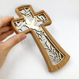 Geschenk Hauseinzug Hausbau Geschenk Holzkreuz Wandkreuz schönes Motiv Taube Frieden Friedenskreuz Friedenstaube Taufkreuz, Kreuz Kommunionskreuz Geschenk zur Kommunion Erstkommunion Firmung Taufgeschenk Geschenk zur Taufe