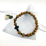 Geschenk Mann Papa Armband schwarz Holzperlen für Jungen christliches Geschenk Konfirmation Firmung Armband modern Männer Rosenkranz-Armband Männerarmband Konfirmationsgeschenk für Jungen und Mädchen Jugendweihe