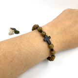 Geschenk Mann Papa Armband schwarz Holzperlen für Jungen christliches Geschenk Konfirmation Firmung Armband modern Männer Rosenkranz-Armband Männerarmband Konfirmationsgeschenk für Jungen und Mädchen Jugendweihe