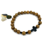 Geschenk Mann Papa Armband schwarz Holzperlen für Jungen christliches Geschenk Konfirmation Firmung Armband modern Männer Rosenkranz-Armband Männerarmband Konfirmationsgeschenk für Jungen und Mädchen Jugendweihe