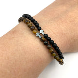 Onyx schwarz braun Tigerauge unisex 21 cm Geschenk Mann Papa Armband Männeramband Herrenarmband dunkelbraun Edelsteinperlen schwarz braun Jugendweihe Edelstein Geschenk für Jungen Konfirmation Firmung Vatertagsgeschenk Konfirmationsgeschenk für Jungen