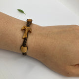 Armband, geknüpft, Tau-Kreuz aus Olivenholz, unisex