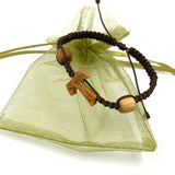 Armband, geknüpft, Tau-Kreuz aus Olivenholz, unisex