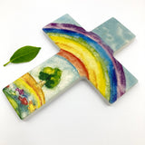 Taufgeschenke, Kinderkreuz, Geschenk für Taufe Kreuz Regenbogen Holzkreuz Kreuz aus Glas  für Kinder Geschenk Kommunion Erstkommunion für Jungen Mädchen Kreuz, Taufkreuz, Wandkreuz, Junge, Mädchen Geschenk Taufe Mädchen Junge Taufgeschenk klein Mini Holz 9 cm Taufgeschenk Kommunionsgeschenk