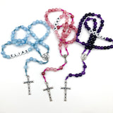 Personalisiert: Edelstein Rosenkranz mit/ohne Namen, blau