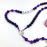 Personalisiert: Edelstein Rosenkranz mit/ohne Namen, blau