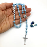 Personalisiert: Edelstein Rosenkranz mit/ohne Namen, blau