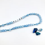 Personalisiert: Edelstein Rosenkranz mit/ohne Namen, blau