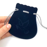 Samtbeutel Beutel für Rosenkranz creme weiß lila violett blau dunkelblau Aufbewahrung für Rosenkranzkette Mann Junge Pfarrer Bischof hochwertig Geschenk Konfirmation Junge Bub Firmung Kommunion Erstkommunion Taufe Taufgeschenk Mädchen Taube