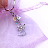 Schlüsselanhänger Engel, Engelsanhänger, Schutzengel, Schlüsselring mit Engel, Schutzengel, Herz, Herzanhänger Blumen für Mädchen rosa blau türkis orange kleines Weihnachtsgeschenk für Mädchen Kinder Frauen Mama Oma beste Freundin günstig billig