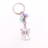 Schlüsselanhänger Engel, Engelsanhänger, Schutzengel, Schlüsselring mit Engel, Schutzengel, Herz, Herzanhänger Blumen für Mädchen rosa blau türkis orange kleines Weihnachtsgeschenk für Mädchen Kinder Frauen Mama Oma beste Freundin günstig billig