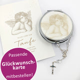 Geschenkset Taufe Geschenk Taufgeschenk Taufe Mädchen Junge ERstkommunion Kommunion Rosenkranz weiß Engel Etui Engelkarte Glückwunschkarte