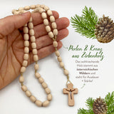 Zirbenholz Rosenkranz Zirbe Nonnen Goldenstein Klosterschwestern Salzburg drei schwestern Zirbe Zirbenholzperlen handgemachter Rosenkranz Österreich handgefertogt handgeknüpft Spende Rosenkranz kaufen Österreich Geschenk Konfirmation Firmung Erstkommunion Kommunion Junge Bub Männerrosenkranz Mädchen Geschenk Taufe Rosenkranzkette Zirbenrosenkranz