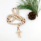 Zirbenholz Rosenkranz Zirbe Nonnen Goldenstein Klosterschwestern Salzburg drei schwestern Zirbe Zirbenholzperlen handgemachter Rosenkranz Österreich handgefertogt handgeknüpft Spende Rosenkranz kaufen Österreich