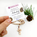 Zirbenholz Rosenkranz Zirbe Nonnen Goldenstein Klosterschwestern Salzburg drei schwestern Zirbe Zirbenholzperlen handgemachter Rosenkranz Österreich handgefertogt handgeknüpft Spende Rosenkranz kaufen Österreich