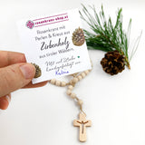 Zirbenholz Rosenkranz Zirbe Nonnen Goldenstein Klosterschwestern Salzburg drei schwestern Zirbe Zirbenholzperlen handgemachter Rosenkranz Österreich handgefertogt handgeknüpft Spende Rosenkranz kaufen Österreich