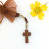 Rosenkranz aus Holz, braun, haselnussbraun, Holzrosenkranz, Autorosenkranz, Rosenkranz fürs Auto für den Rückspiegel, Franziskaner-Rosenkranz, Rosenkranz zur Erstkommunion, Kommunion, Firmung, Konfirmation, für Jungen, Mädchen