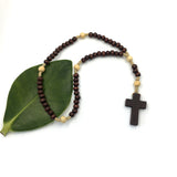 Rosenkranz für Jungen zur Erstkommunion, Kommunion, Konfirmation, Firmung, klassisches Geschenk Firmung, geknüpfter Rosenkranz, Holz, dunkelbraun, Holzperlen, dunkel, schwarz, Auto, Autorosenkranz