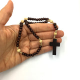 Geknüpfter Rosenkranz, Holz, dunkelbraun