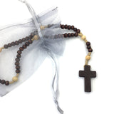 Rosenkranz für Jungen zur Erstkommunion, Kommunion, Konfirmation, Firmung, klassisches Geschenk Firmung, geknüpfter Rosenkranz, Holz, dunkelbraun, Holzperlen, dunkel, schwarz, Auto, Autorosenkranz