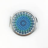Rosenkranzdose, Dose für Rosenkranz, Etui, Aufbewahrung Rosenkranz, Metalldose, Pillendose, Schmuckdose, Schmuckaufbewahrung, Taufschmuck, türkis, blau, rund