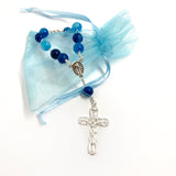 Edelsteinrosenkranz, Achat blau türkis, echt Silber, Silberrosenkranz, Rosenkranz zur Konfirmation, Firmung, Rosenkranz für Männer, Edelstein, Sterlingsilberrosenkranz, für Jungs, Jungen, Buben, Taufrosenkranz,