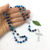 Türkis, blau, Rosenkranz, Taufgeschenk, Erstkommunion, Firmung, Konfirmation,Edelstein, Achat, türkis, Sterlingsilber, echt Silber, Edelsteinrosenkranz