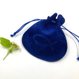 Rosenkranzbeutel, Beutel für Rosenkranz, Aufbewahrung, Etui, Schmuckbeutel für Rosenkränze, blau, royalblau, dunkelblau, Fisch, Fischmotiv