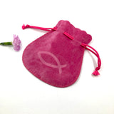 Rosenkranzbeutel, Beutel für Rosenkranz, Aufbewahrung, Etui, Schmuckbeutel für Rosenkränze, rosa, pink, Fisch, Fischmotiv