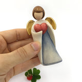 Taufgeschenk, Schutzengel, Engel, Holzengel, Geschenk von Paten für Kinder zur Taufe und Erstkommunion, Kommunion, Geburt, Jungen und Mädchen, 9cm