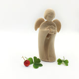 Glücksengel, Holzengel, "Kleeblatt", 9 cm, Glücksbringer Engel Geschenk