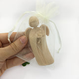 Glücksengel, Holzengel, "Kleeblatt", 9 cm, Glücksbringer Engel Geschenk