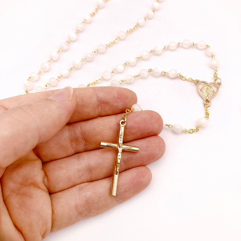 Rosenkranzdose Dose für Rosenkranz kommunionsrosenkranz rosenkranzkette echt perlmutt kommunionsgeschenk Erstkommunion Etui Aufbewahrung Rosenkranz Metalldose Schmuckdose Schmuckaufbewahrung, Taufschmuck weiß gold rund 7cm religiöses und christliches Motiv: Kelch Geschenk Konfirmation Firmung KommunionErstkommunion Taufe Taufgeschenk, Reiseschmuckdose Reiseschmucketui für Jungen Jungs Bub Buben Mädchen katholisches Motiv religiöses