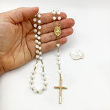 Perlmutt Rosenkranz weiß weiss mit Herz Herzchen Zwischenperlen gold goldfarben Rosenkranzdose Dose für Rosenkranz kommunionsrosenkranz rosenkranzkette echt perlmut kommunionsgeschenk Erstkommunion Etui Aufbewahrung Rosenkranz Metalldose Schmuckdose Schmuckaufbewahrung Taufschmuck religiöses und christliches Motiv Kelch Geschenk Konfirmation Firmung KommunionErstkommunion Taufe Taufgeschenk für Mädchen katholisches Motiv religiöses