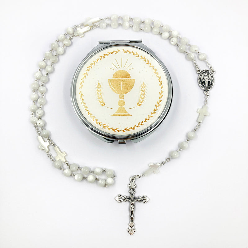 Perlmutt-Rosenkranz mit Kreuzchen